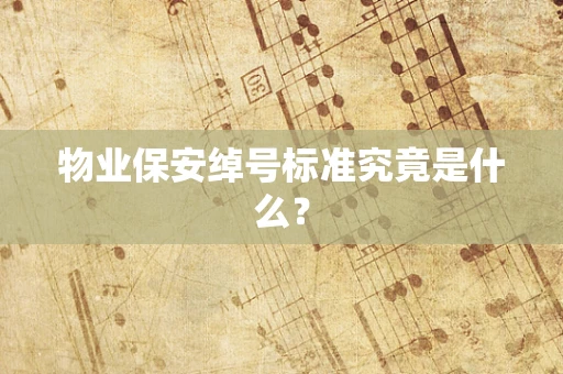 物业保安绰号标准究竟是什么？