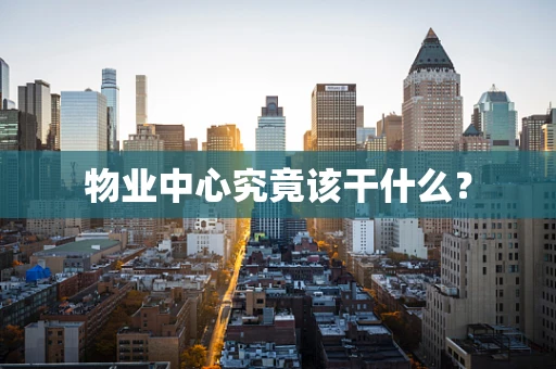 物业中心究竟该干什么？