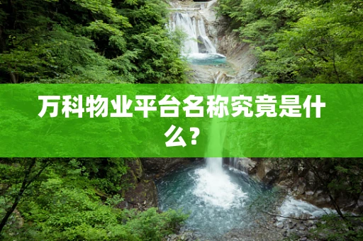 万科物业平台名称究竟是什么？
